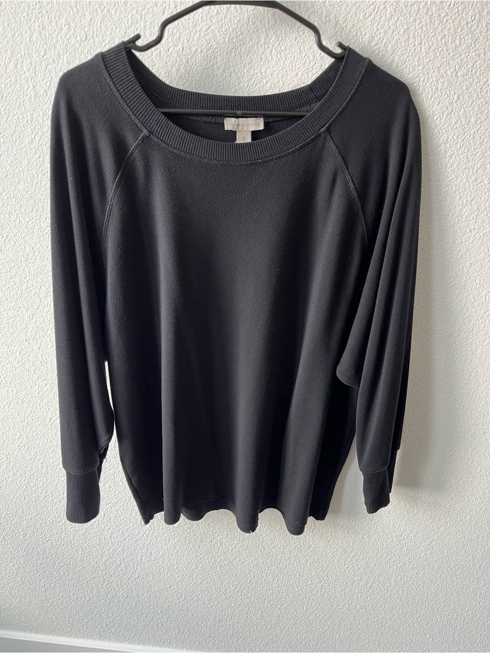 Sunday Citizen Black Long-Sleeve Crewneck Sweatshirt Top, women’s Small S